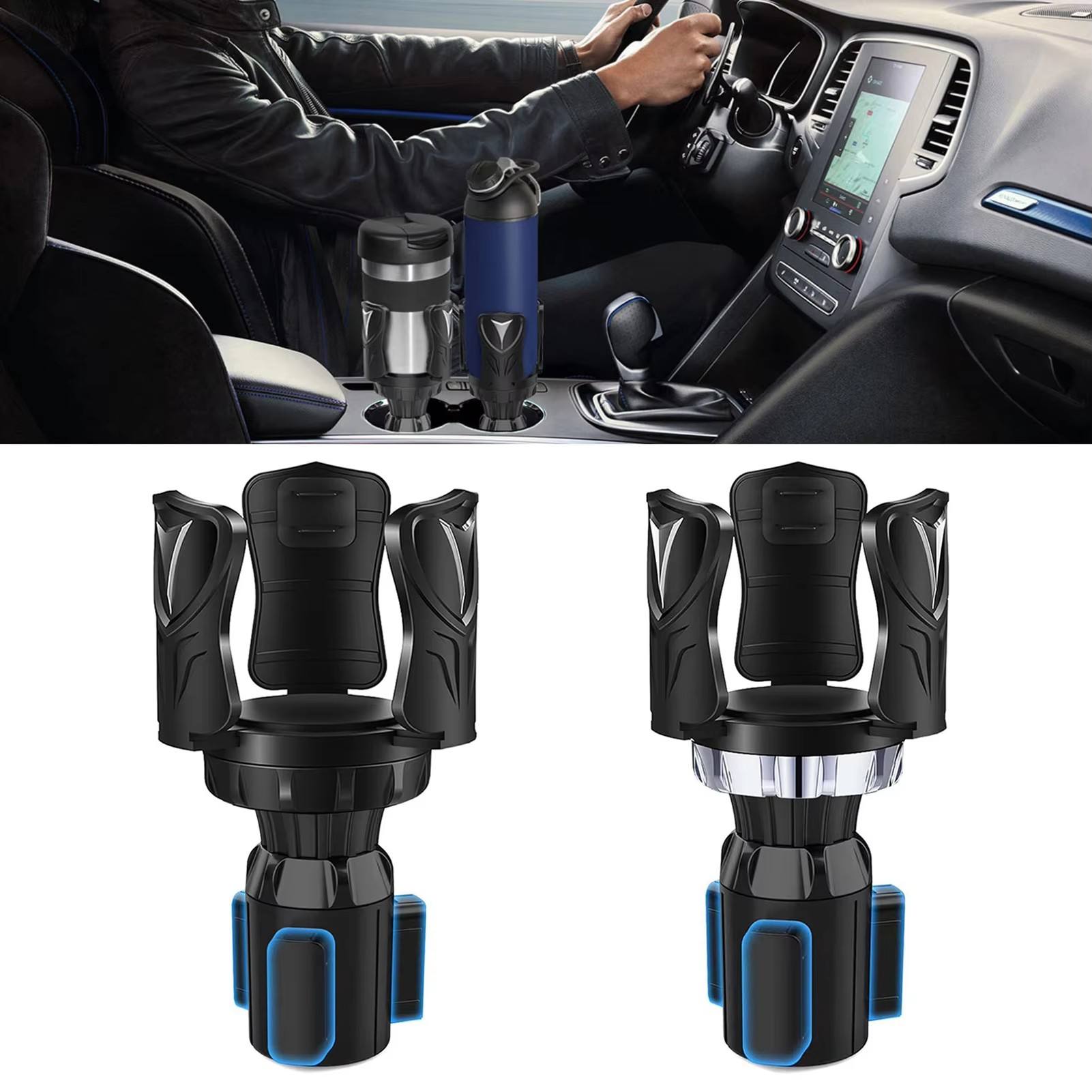 Universal Car Cup Holder Expander - ABS Shockproof Detachable Cup Holder for Tesla Model Y/3/X/S - S